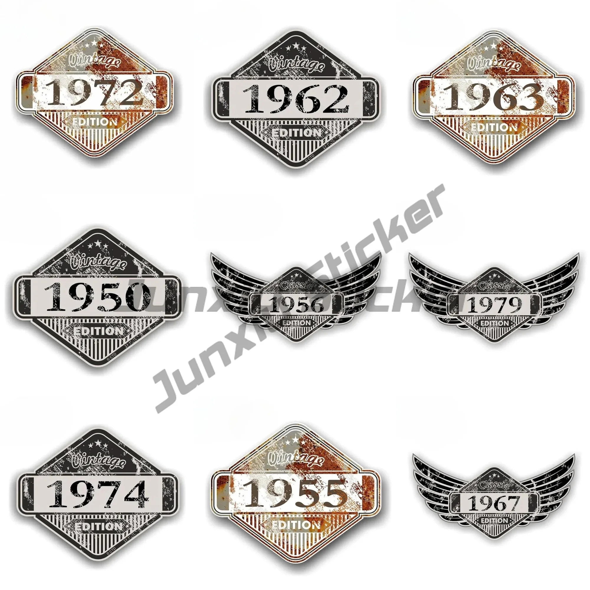 

Rusty Patina Aged Vintage Edition Year 1972 Design Vinyl Car Sticker Window Bumper Trunk Decal