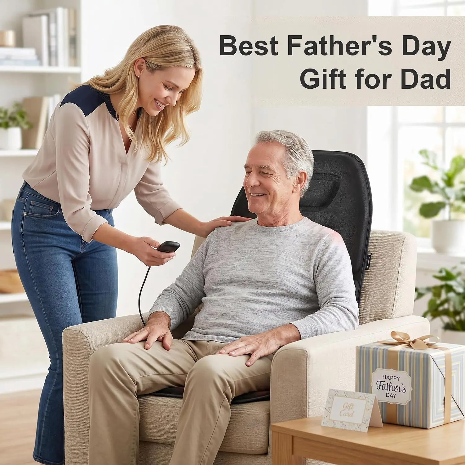 Vibrating Massage Heated Seat Pad Back Cushion Chair Recliner