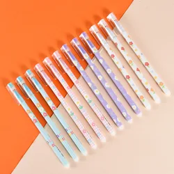 4Pcs/set 0.5mm School Supplies Pretty Flower Erasable Pen Washable Handle Blue Black Ink Writing Gel Pens for Student Stationary