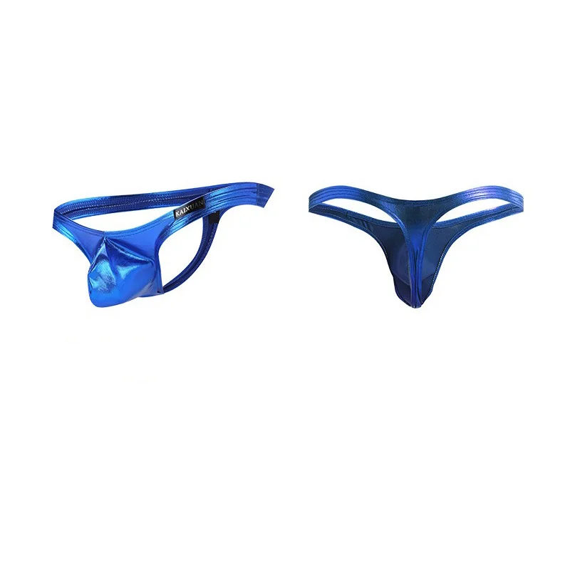 Men's Underwear Patent Leather Sexy Thong Low Waist U-Shaped T-Back