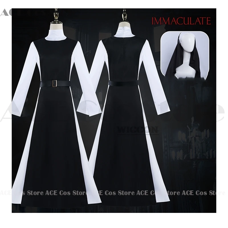 

Halloween Nun Cosplay Costume Women Black Vampire Fantasy Dress Terror Sister Party Disguise Female Fancy Adult Sisters Dress