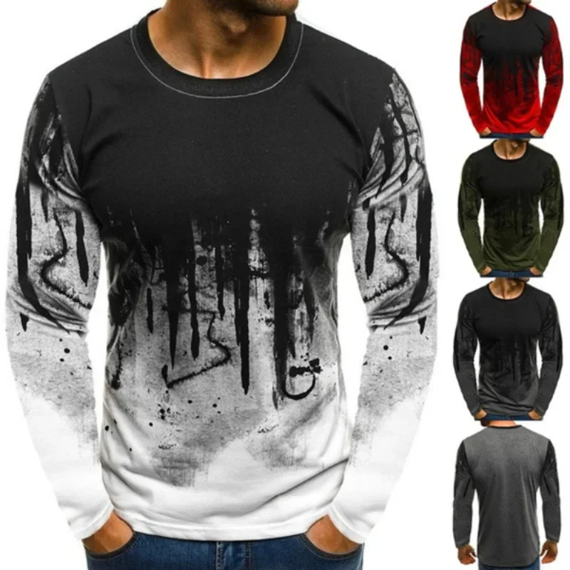 

2024 Summer New European And American Printed Men's Camo Pullover Long Sleeve Casual T-shirt Men's Wear