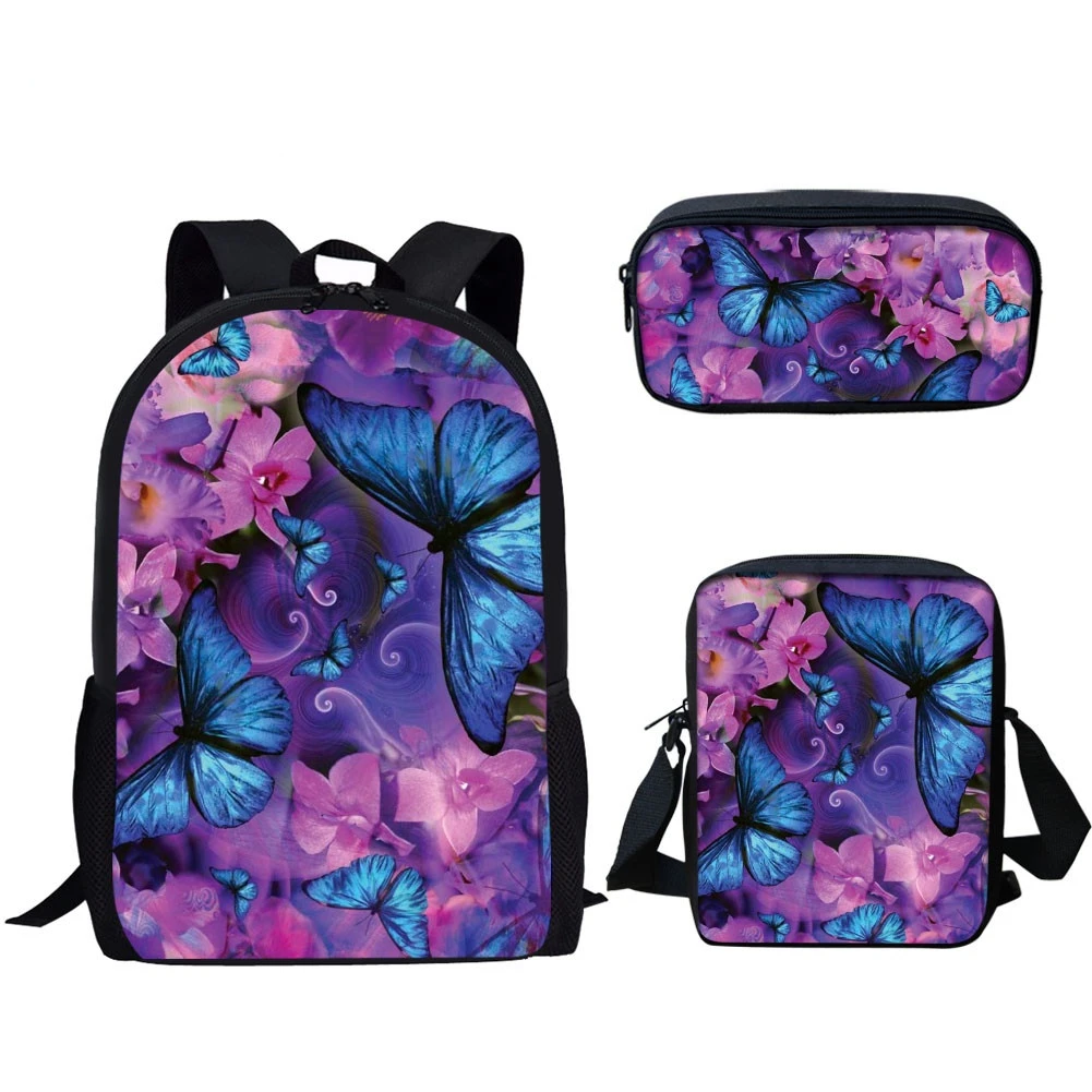 

Teen Girls School Backpack Beautiful Print School Bags 3Pcs Set Mutipurpose Large Capacity Bookbags