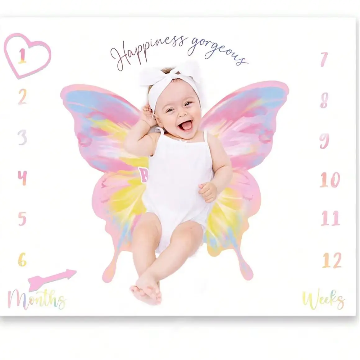 Ylsteed cobertores de marco para recém-nascidos, lembranças de crescimento mensal para bebês, sessão de fotos infantil, cobertor de fundo, cartão de dados de madeira
