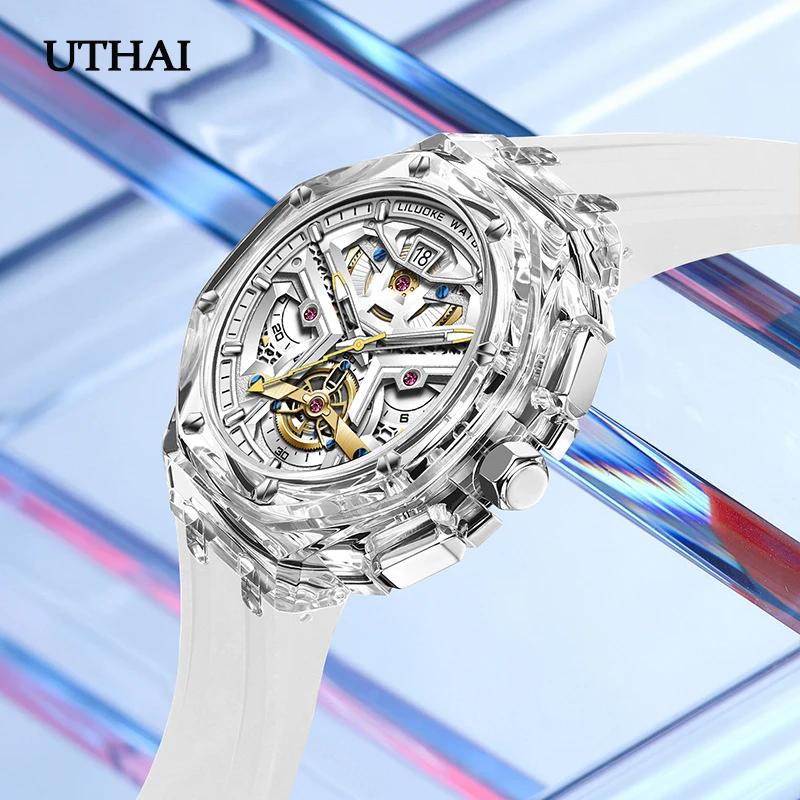 ZH84 Fashion Trendy Man watch Transparent Case Luminous Waterproof Quartz Watch Premium Sense watches for man Clock Gift