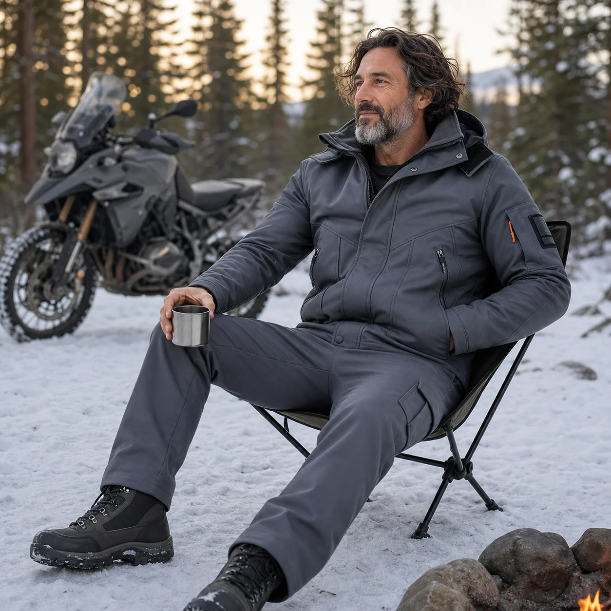 Thickened Fleece Winter Workwear Men's Jacket Pants Set Windproof Warm Waterproof Wear-resistant Construction Site Uniform