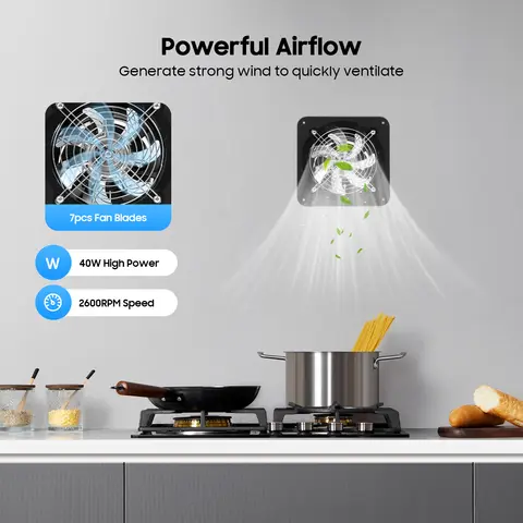 Extractor de aire de 6 pulgadas, ventilador de conducto de 7 aspas, cocina, baño, ventilador de aire de escape montado en la pared, ventilador de ventilación de ventana