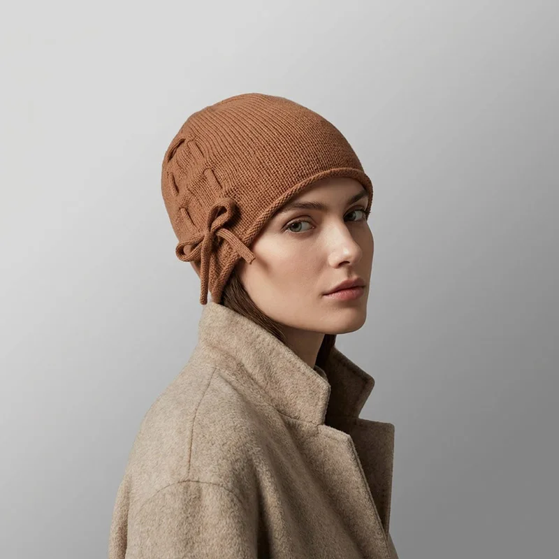 100% Pure Wool Slouchy Beanie for Men Women Wind Resistant Foldable Knit Dome Hat Casual Warm Commuter Winter Cap