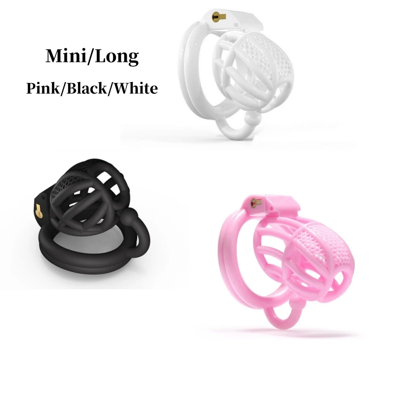 New Mesh Honeycomb Male Chastity Device Breathable Penis Lock Mini/Long Cock Cage 4 Sizes Penis Ring with Hook Adult Sex Toys 18