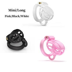 New Mesh Honeycomb Male Chastity Device Breathable Penis Lock Mini/Long Cock Cage 4 Sizes Penis Ring with Hook Adult Sex Toys 18