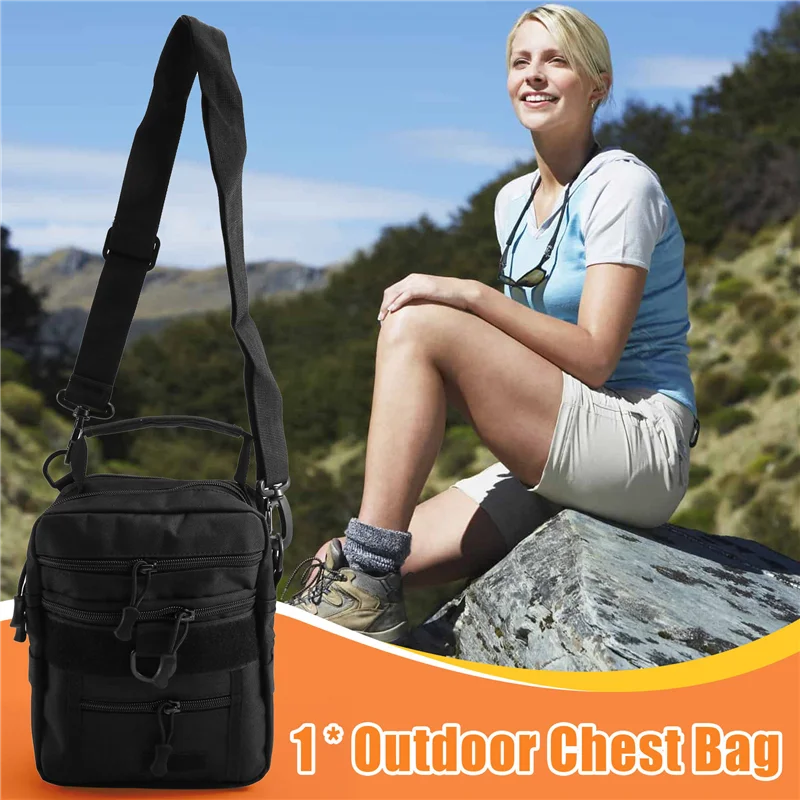 A23I-buitenborsttas Rugzak Kamperen Reizen Outdoor Handtas Wandelen Schoudertassen Messenger Viszakje Zwart