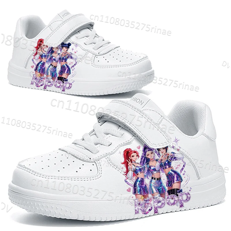 Kids Casual Sneakers Popular Girls Print Themed White Shoes Girls Fashion Breathable Flat Shoes Children Daily Soft Sports Shoes