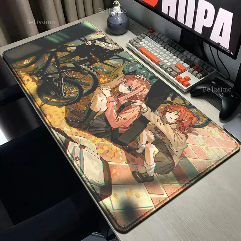 Anime Bocchi The Rock Large Mousepad Game Rubber Computer Mouse Mat Anime HD Print GameMouse Pad Gamer Locking Edge Accessories