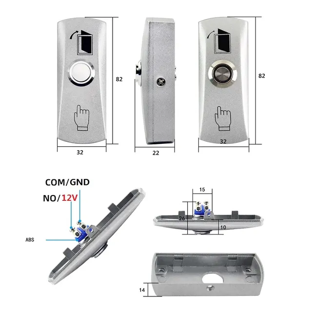Access Button Door Exit Push Switch No Touch Release Gate Opener Door Access Control System Entry Open Touch 3