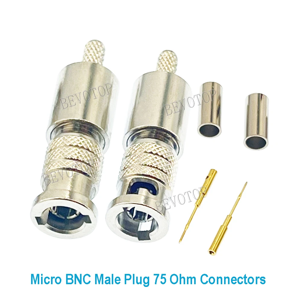 10PCS/lot New HD BNC 75 Ohm Micro BNC Male Plug Mini BNC Connector High Quality RF Coaxial Connector for 75Ω RG179 Cable