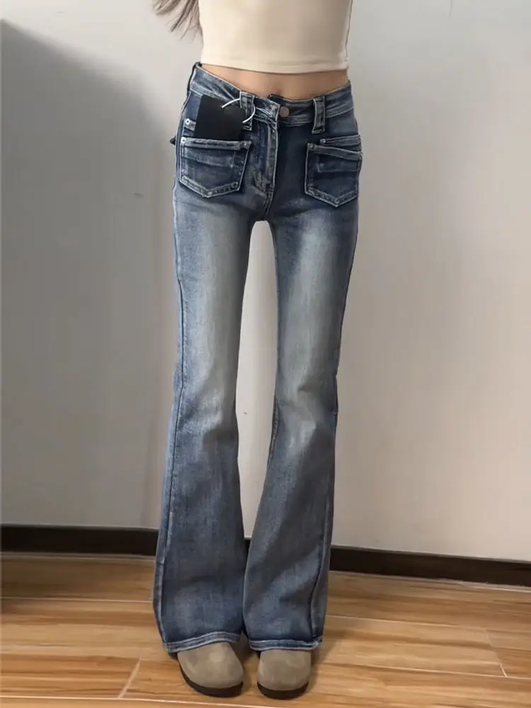 

Y2K узкие джинсы для женщин, модные повседневные прямые джинсы-бойфренды с низкой посадкой, джинсовые брюки с карманами, уличная одежда