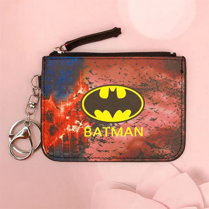 Batman Kids Coin Purse Fashion PU Leather Mini Coin Pouch Anime Boys Key Bag Storage Bag Card Bag Cartoon Coin Bag Card Holder