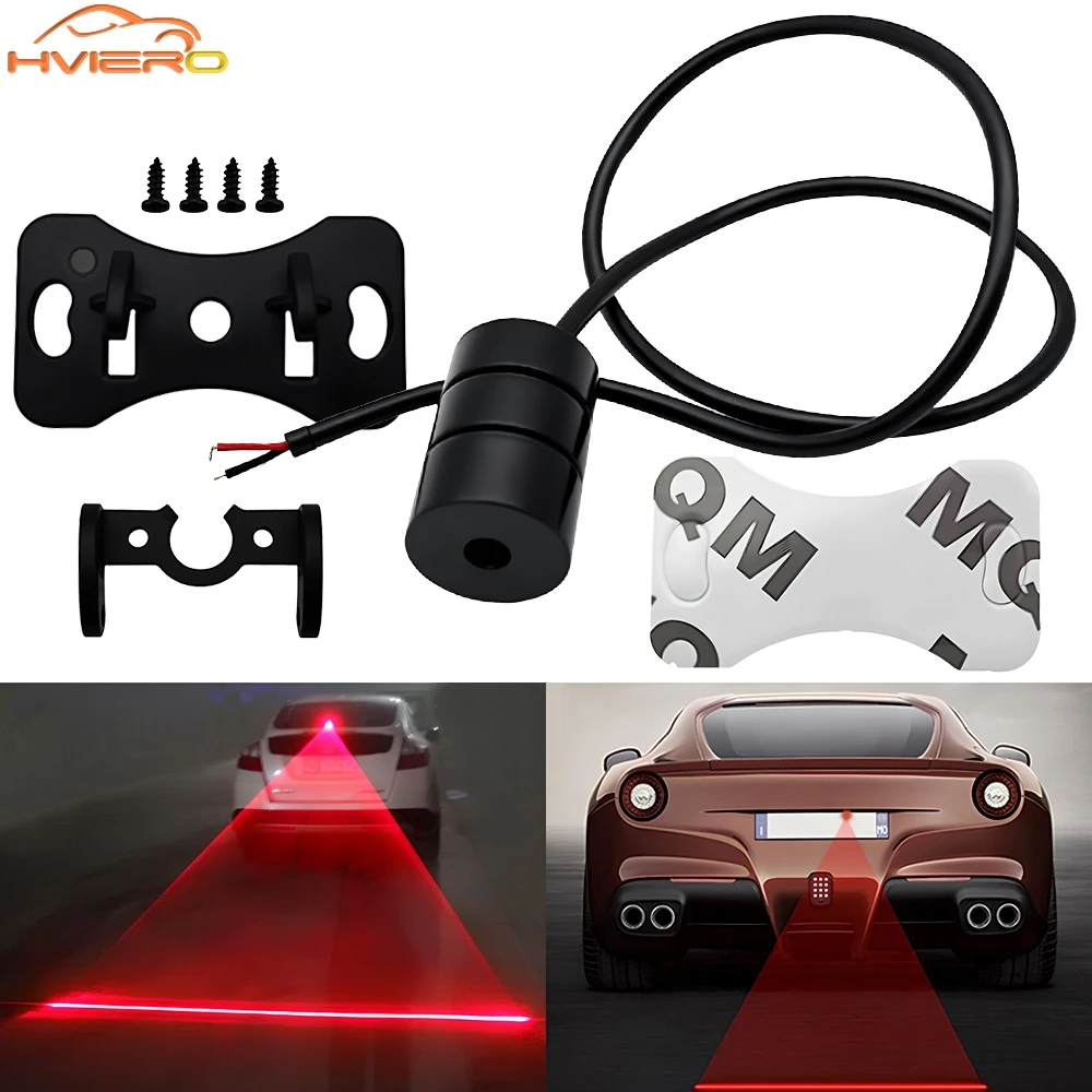 

1X Автомобильный светодиодный предупредительный свет для предотвращения столкновений, противотуманный стробоскоп, тормоз, парковка, багажник, задний лазерный декор, автосигнальная лампа безопасности, красный 12 В