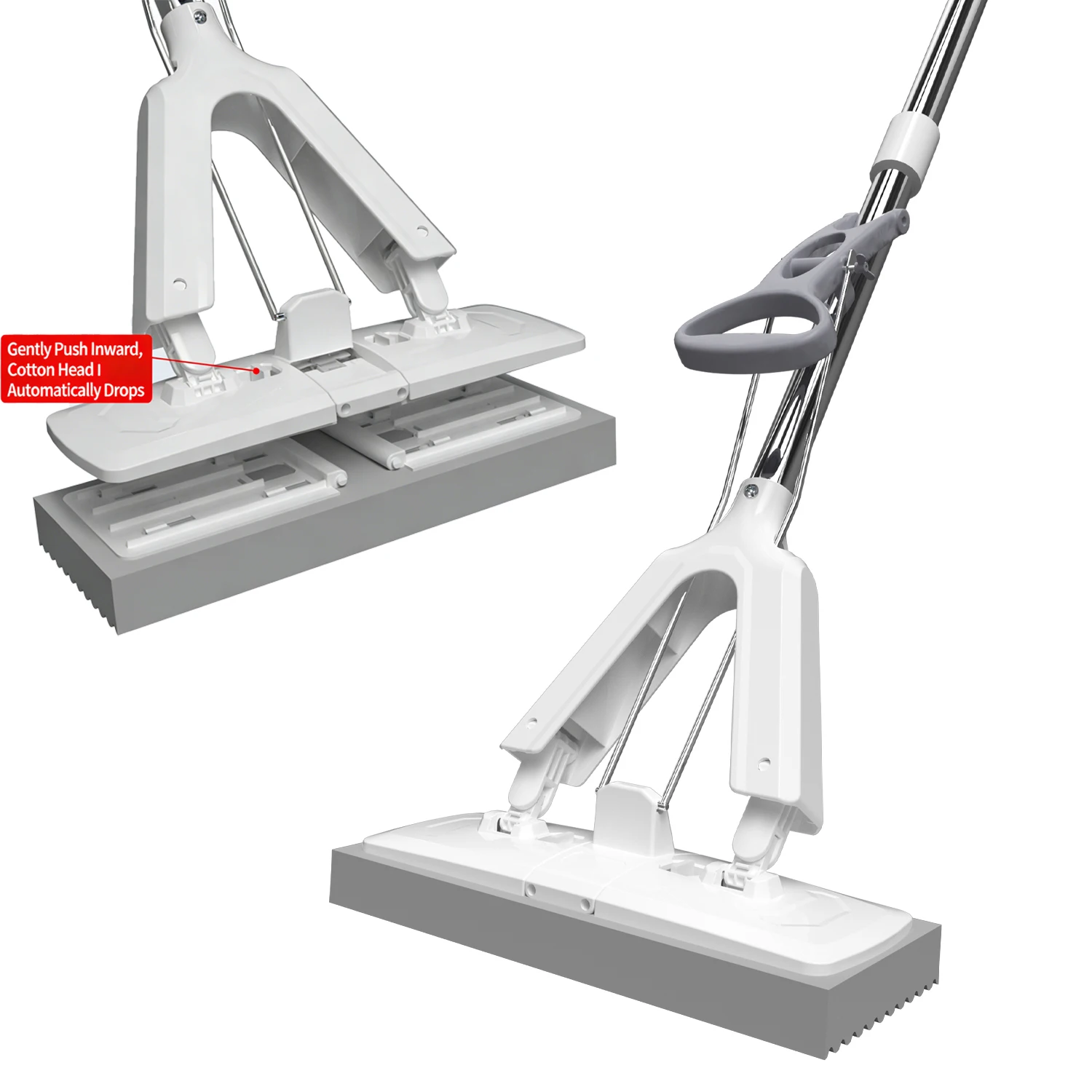 Verdickter Schwammmopp, saugfähige Staubentfernung, wasserquetschender flacher Mopp für die Reinigung von Küche, Badezimmer, Hartholz, Fliesen, Laminatböden