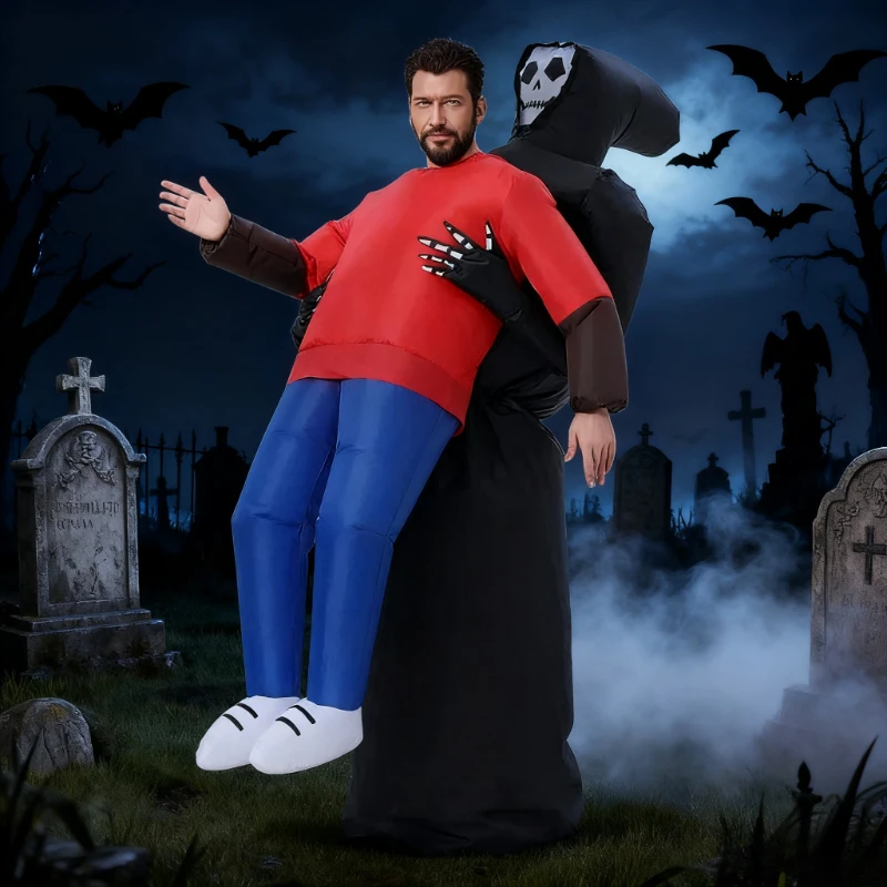 

Inflatable Grim Reaper Costume scary Blow Up Suit fun Cosplay Party Fancy Dress Outfit Halloween Christmas costumes props gift