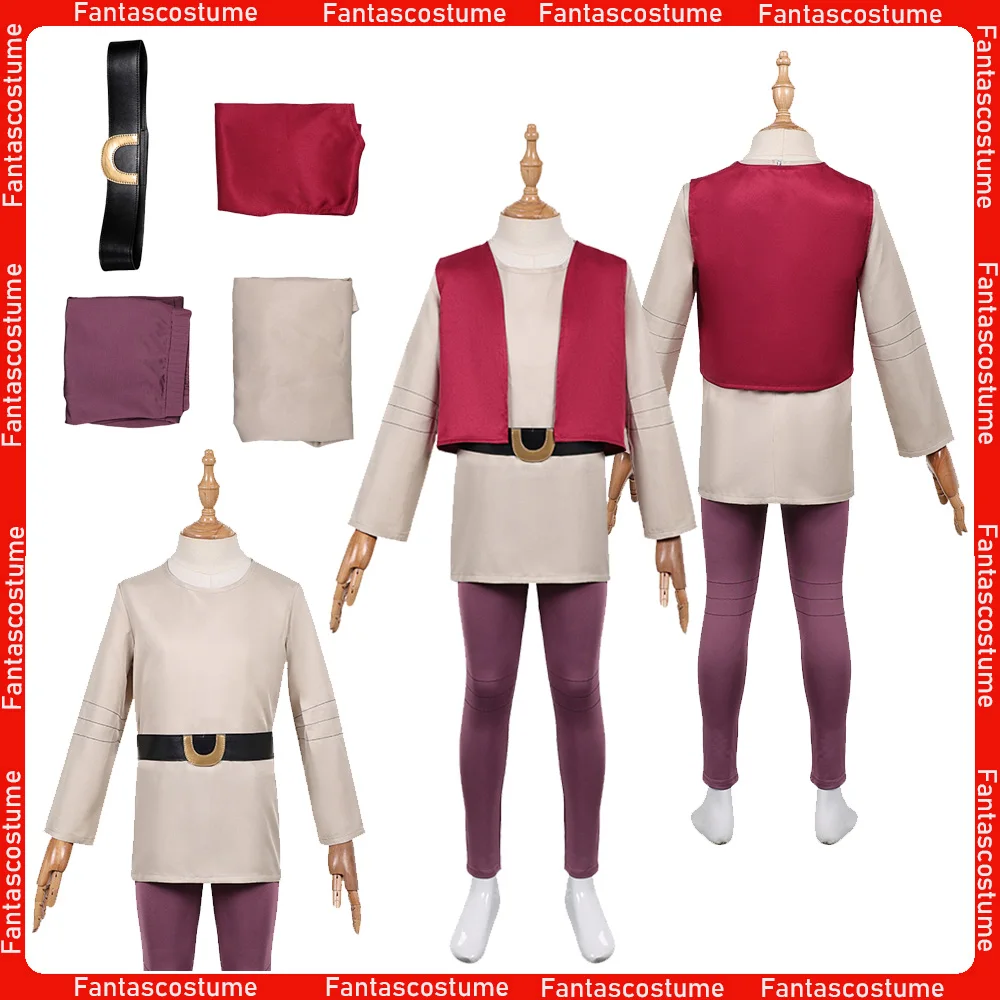 

Детский костюм трекин для косплея, маскарадный костюм маленького рыцаря с героями мультфильмов, детский жилет, брюки, рубашка с поясом, наряды на Хэллоуин, карнавальный костюм для вечеринки