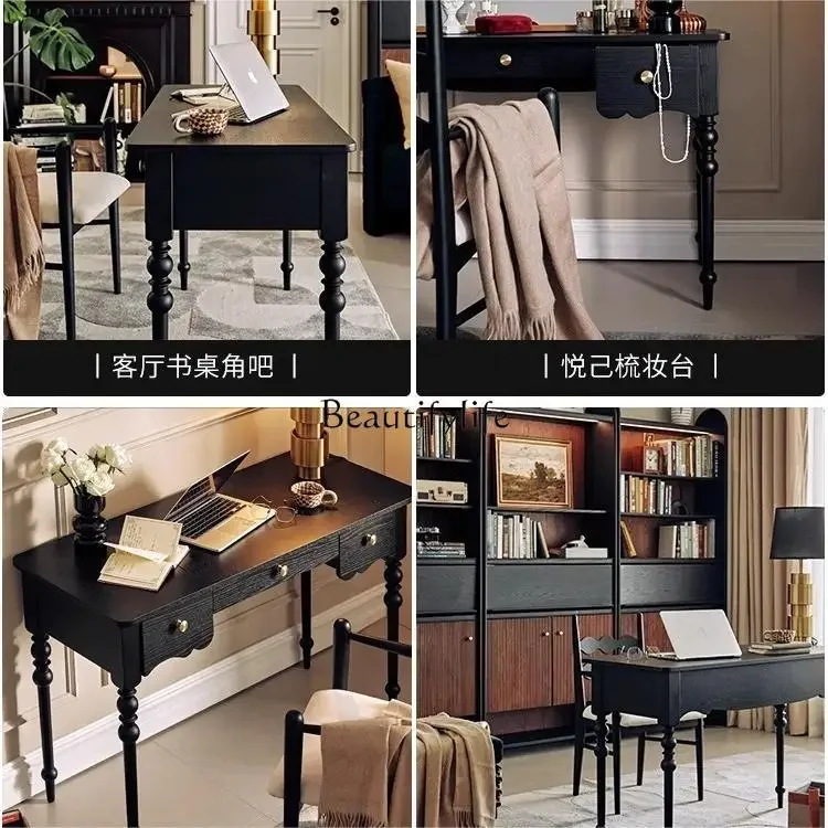 LXFrench retro solid wood desk modern simple home makeup study computer deskSSS