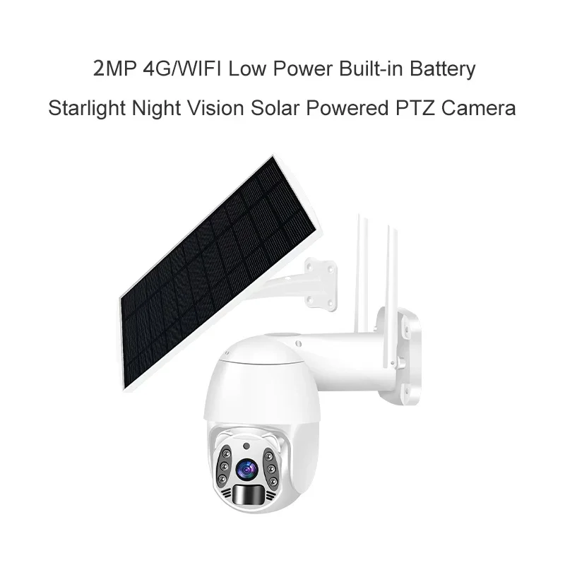 4MP Solar PTZ Camera Starlight day and night full color wifi 4G network solar battery security camera