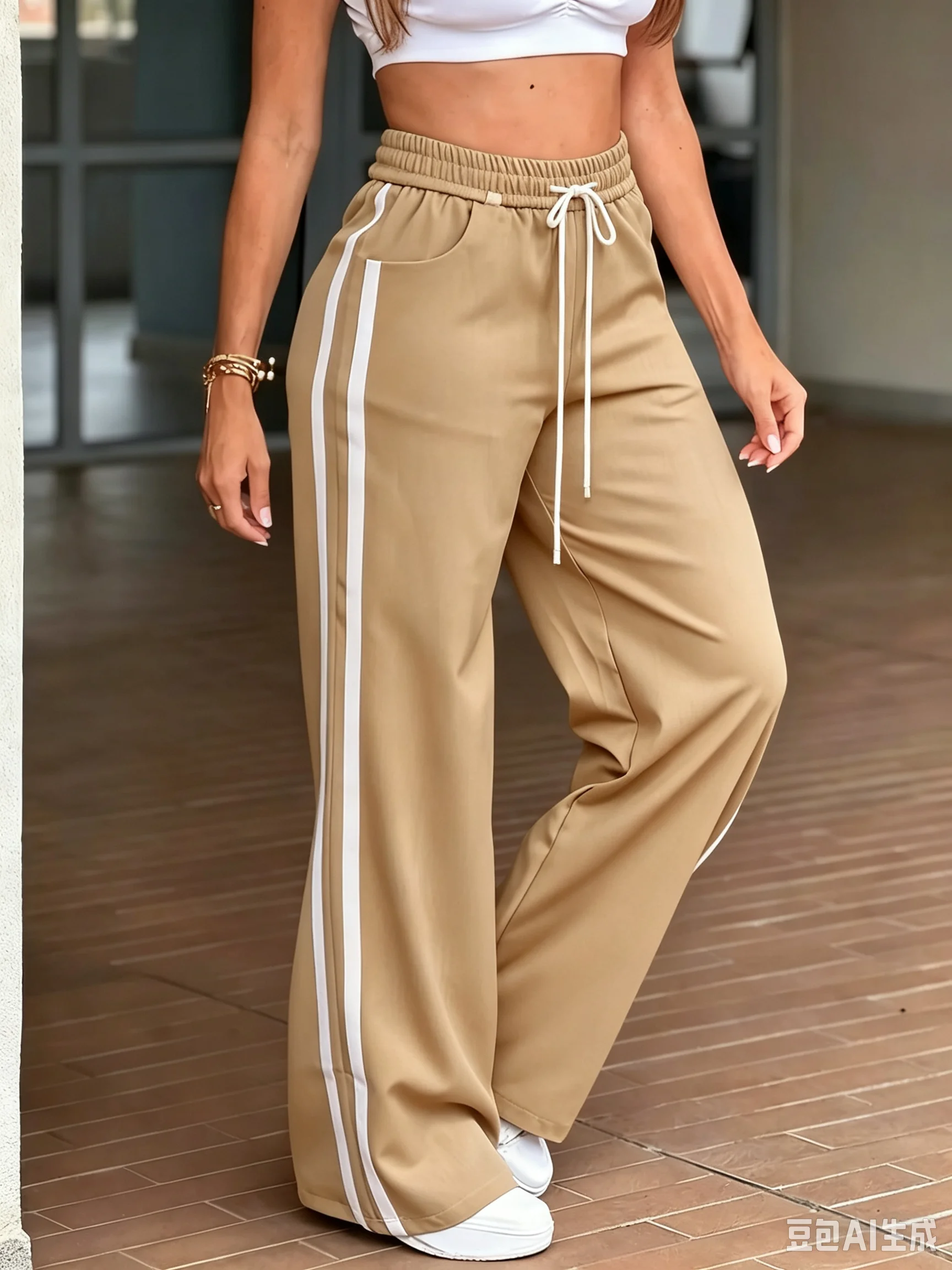Men Women Quick Dry Straight Long Pants, Hip Hop Casual Trousers, Double Side Stripe Streetwear Elastic Waist Sports Sweatpants view 3