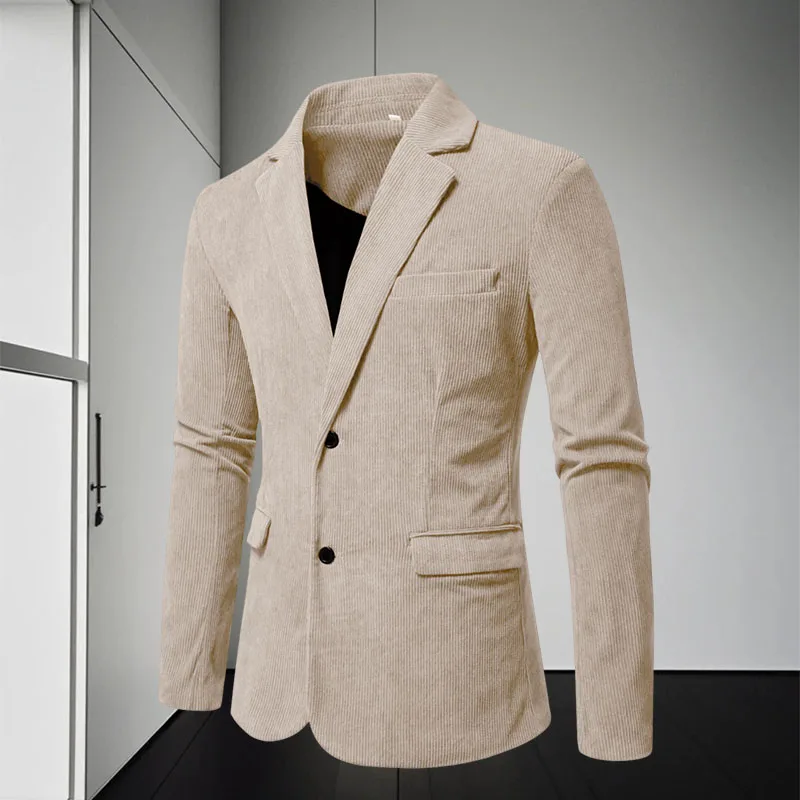 

Men's Suit Coat Corduroy Single Breasted Slim Fit Male Blazer Business Casual Tailored Jacket For Banquet Groom's Coat