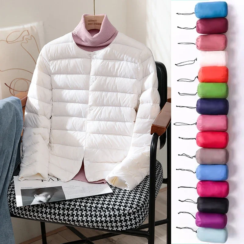 Neuankömmlinge Frauen weiße Ente Daunen futter Puffer Jacke Herbst Winter Frau warm halten koreanische Büro Dame Daunen mantel