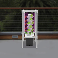 Hydroponic Growing System 6-Tier 30 Planting Sites Tower Standing Soilless Vegetable Growe Vertical Garden W/LED Lights