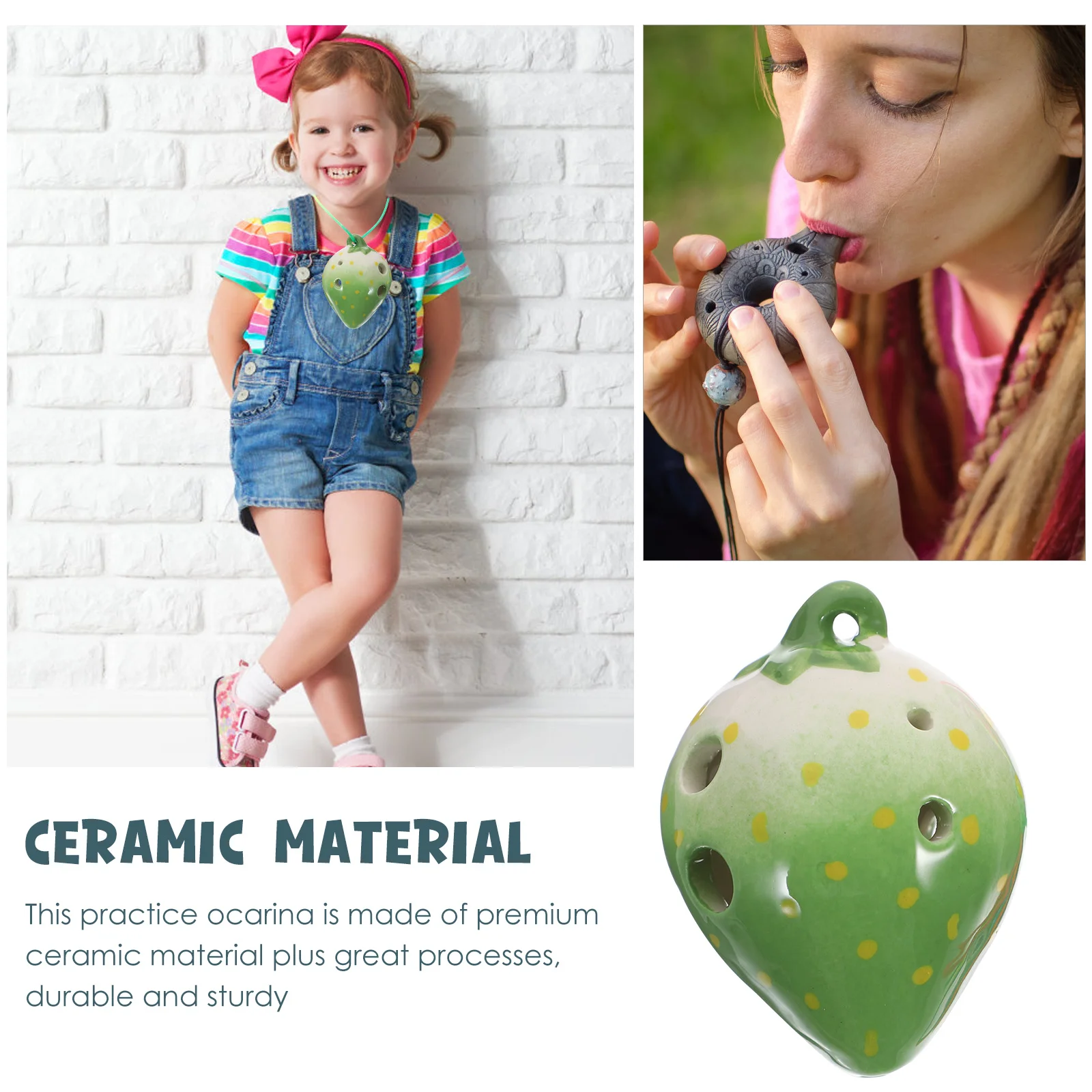 

Music Instrument Ocarina for Beginners Cartoon Small Durable Portable Creative Ceramic Strawberry