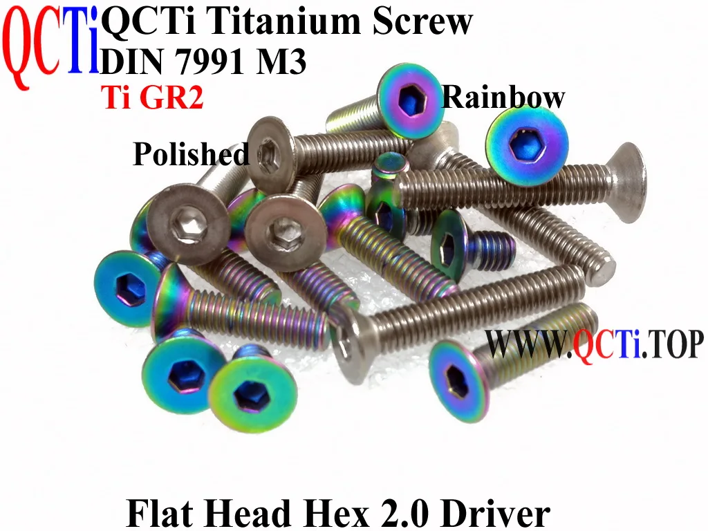 DIN 7991 M3 Titanium screw M3x4 M3x5 M3x6 M3x7 M3x8 M3x9 M3x10 M3x12 M3x14 M3x15 M3x16 M3x18 M3x20 Flat Head Hex 2 Driver