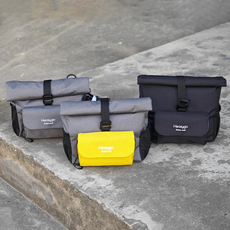 Heasygo Waterproof Bicycle Handlebar Bag with Pig Nose Adapter for Brompton Folding Bike Multifunctional 5-7L Front Storage Bag