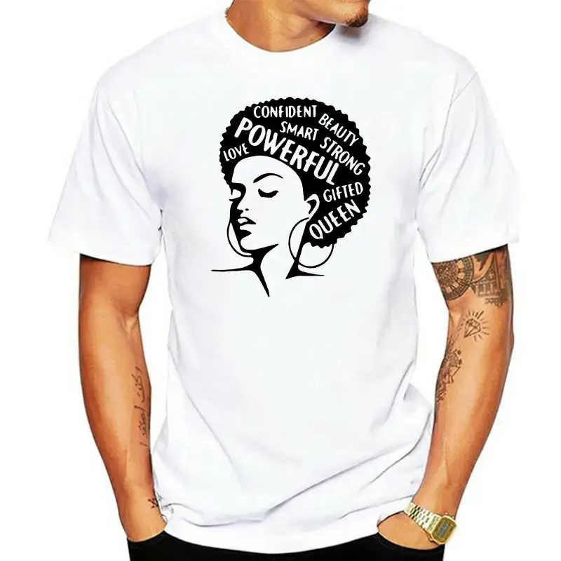 Afro Lady Shirt Women Feminist Tee Girl Power Tshirt Summer Fashion Short Sleeve T-shirt Inspiring Words Letters Printing Cotton