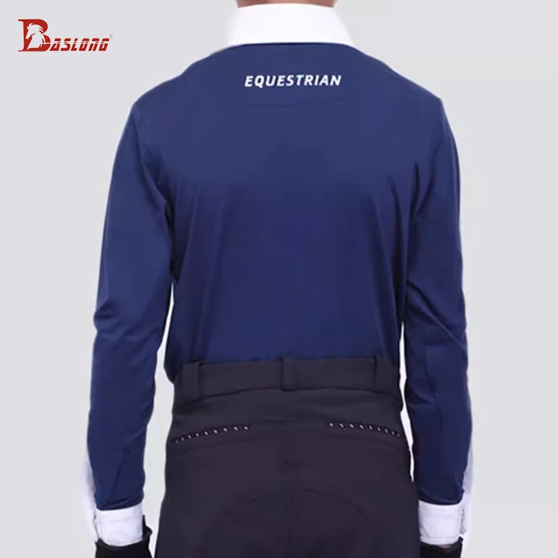 Baslong Equestrian Clothing Kidsren's T-Shirt Top Long-Sleeved Sun Protection Breathable Polo Shirt Girls Riding Competition Knight Clothing