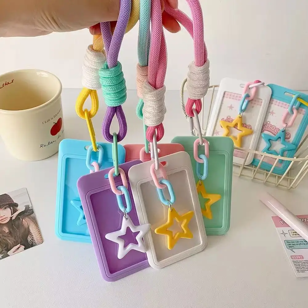 1-2PCS Abs Slide Kpop Photo Card Holder Anti-Lost Keychain 3 Inch Ins Idol Protective Case Bag Bus Cards Sleeves Supplies