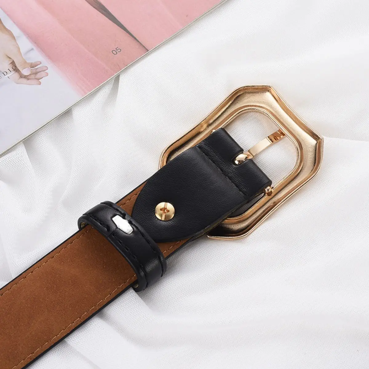 Neuer Damengürtel Trend Gold Nadelschnalle Gürtel PU-Ledergürtel Authentischer passender Jeans Günstiger Gürtel – Detail 6