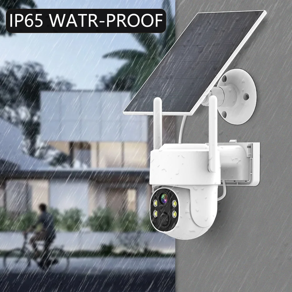 4G SIM 4MP Outdoor Waterproof IP Camera Panel Solar 2K Camera with Rechargeable Battery PTZ Home Security Video Surveillance