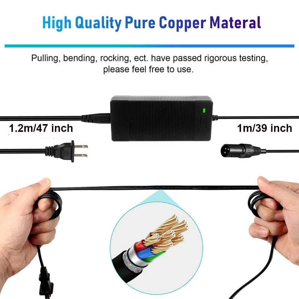 25.2V Scooter Battery Charger 25.9V 24V Output 29.4V 2A for Lightweight Foldable Electric wheelchairs (3-Pin XLR)