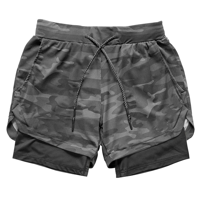 2024 Camouflage Shorts De Course Hommes 2 En 1 Double Pont À Séchage Rapide GYM Sport Shorts Fitness Jogging Workout Shorts Hommes Sports Pantalons