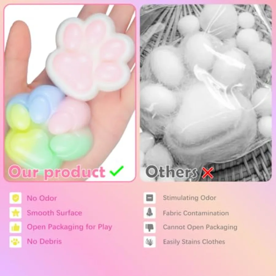 3 قطعة ألعاب ضغط مخلب القط لطيف اسفنجي بولي كلوريد الفينيل ألعاب حسية لتخفيف التوتر وتململ متعة مثالية للمراهقين المدمجة الفراء B