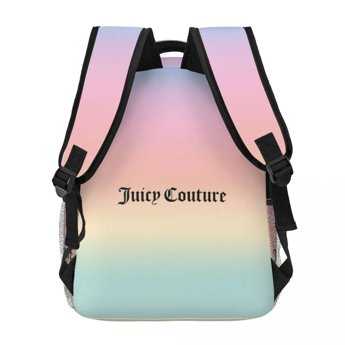 Juicy Couture กระเป๋านักเรียนลำลองพิมพ์ลายน้ำหนักเบาสำหรับไปโรงเรียนกลางแจ้งช้อปปิ้งสำนักงาน17นิ้ว