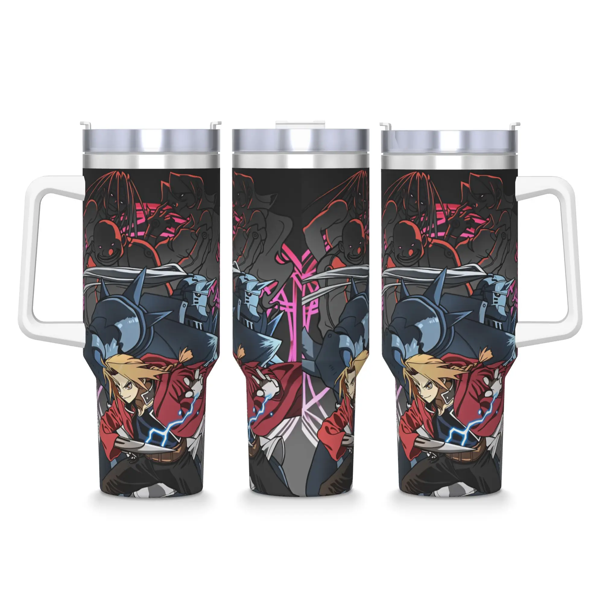 Stainless Steel Tumbler Roy Mustang Car Mugs With Straws Fullmetal Alchemists Driving Cold Drink Water Bottle Thermal Cups