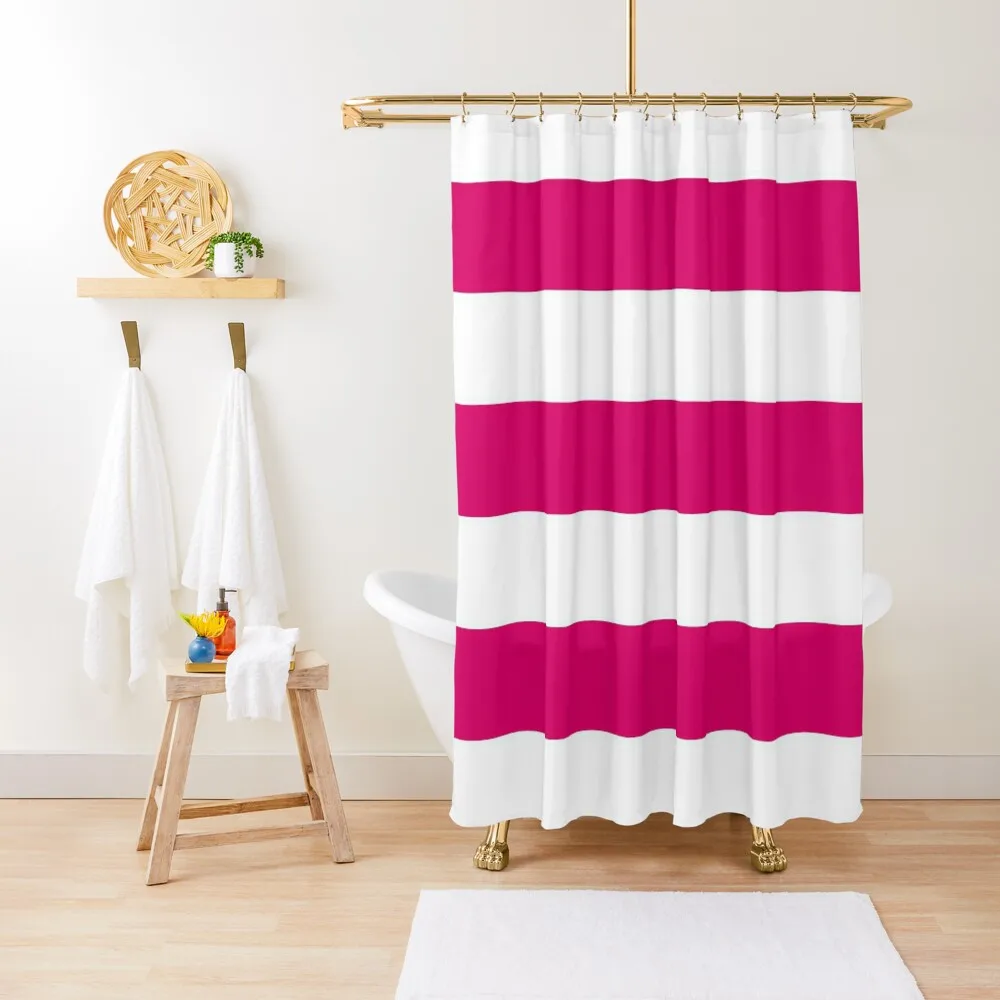 

Large Dark Hot Pink and White Horizontal Stripes Shower Curtain For Shower Bathroom Deco Modern Showers For Bathroom Curtain