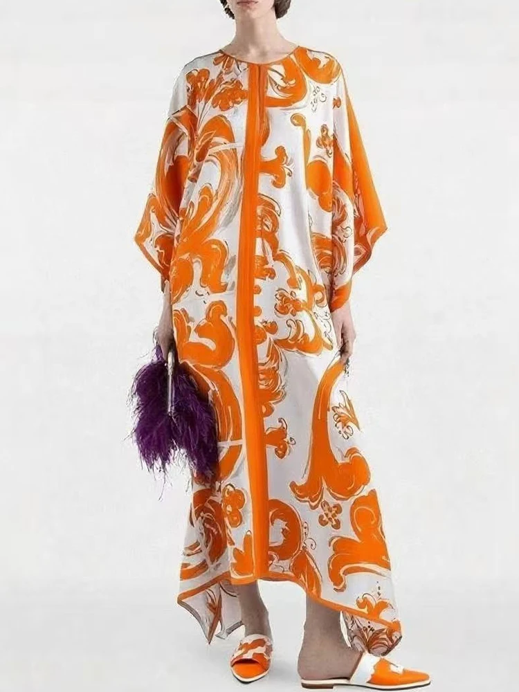 Cravatta girocollo con stampa geometrica retrò con abito pullover ampio dal design ritagliato Abito gonfio irregolare moda donna autunno 2025