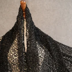 Braided Bright Silk Black Mesh Solid Color Mesh Irregular Oversized Hollow Wedding Fabric Designer Fabric
