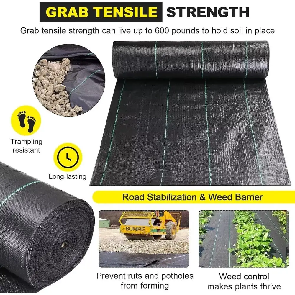 قماش Geotextile مقاس 13 × 115 قدمًا، حاجز أعشاب للمناظر الطبيعية على الطرق التجاري، التحكم في تآكل الصرف الفرنسي