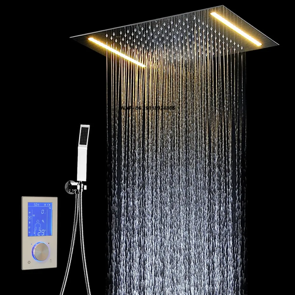Modern Bathroom Thermostatic Rainfall Led Shower Mixer Bathroom Ceiling Mounted Led Shower Set