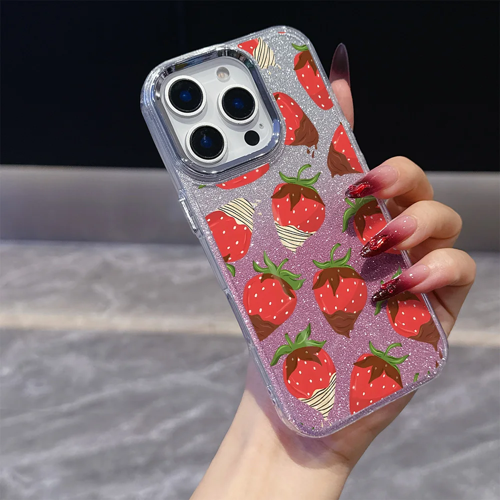 아트 밴디지 딸기 도금 폰 케이스 (OPPO Realme 14 12 13 11 C75 C65 C63 GT3 C55 C33 C31 Narzo 50 C35 Pro Plus 4G 5G 용)